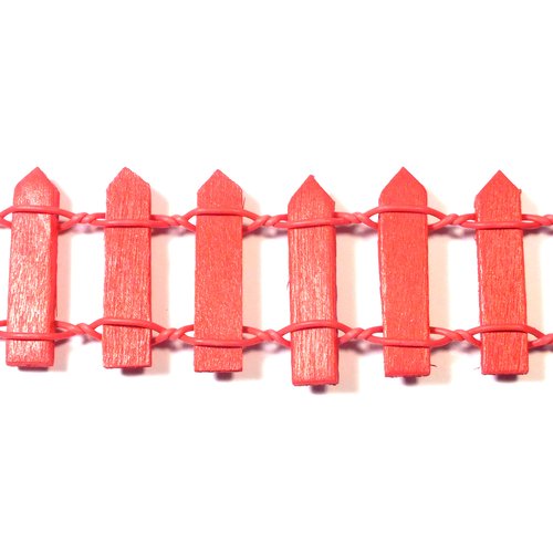 Miniature en bois : barrière ou clôture de jardin rouge longueur 10cm hauteur 3cm