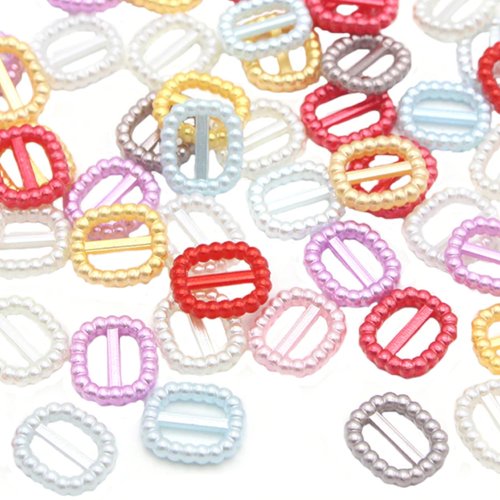 Lot 20 motifs perles  : boucle ceinture acrylique couleurs 12*10mm