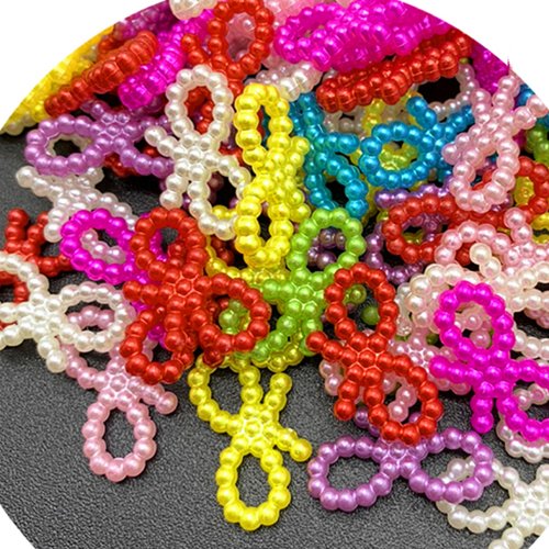 Lot 40 motifs perles  : noeud papillon acrylique couleurs 18*9mm