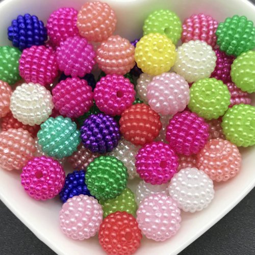 Lot 20 perles acryliques : boules micro-perles multicolores 9mm  (02)