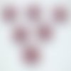 Lot 6 boutons bois : rond motif écossais 15mm (20)