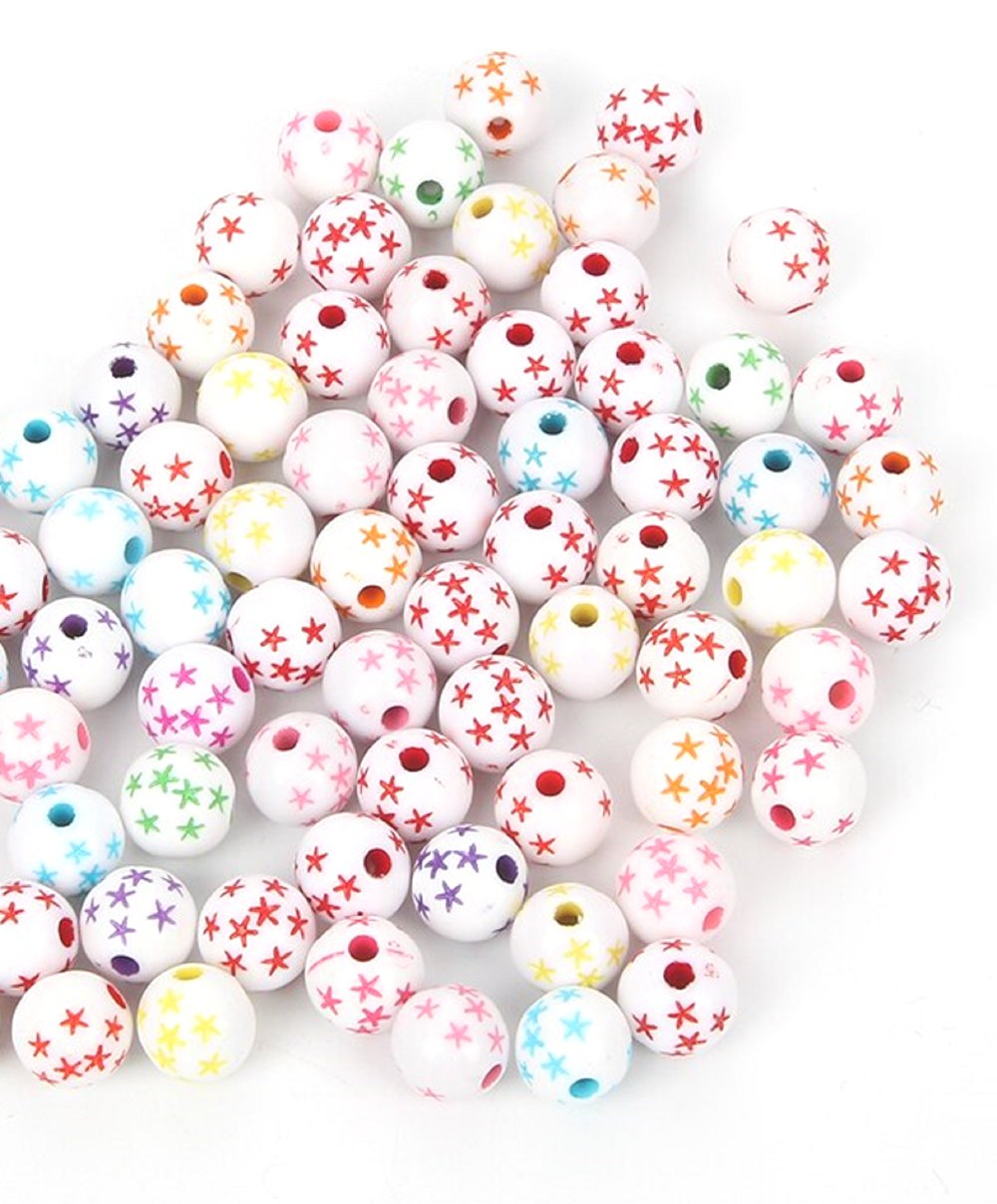 Acheter 50 perles plastique étoiles multicolore 8mm