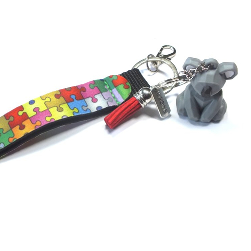 Porte clef pvc : koala hauteur 4cm avec laniere motif puzzle (02)