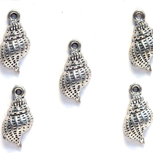 Lot 5 charms/breloques  plaqué argent coquillage 19*9mm (02)