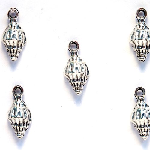 Lot 5 charms/breloques  plaqué argent coquillage 19*9mm (01)