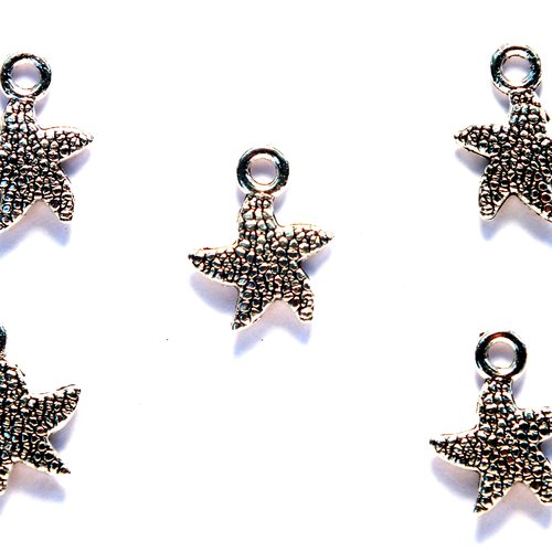 Lot 5 charms/breloques  plaqué argent étoile de mer 15*10mm (01)