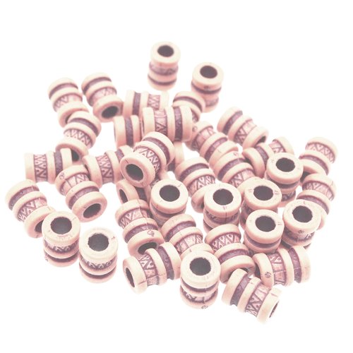 Lot 25 perles acryliques : cylindrique marrons 12*8mm (08)