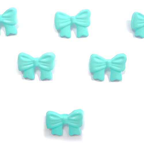 Lot 6 boutons acryliques : noeud papillon bleu clair 13*10mm (01)