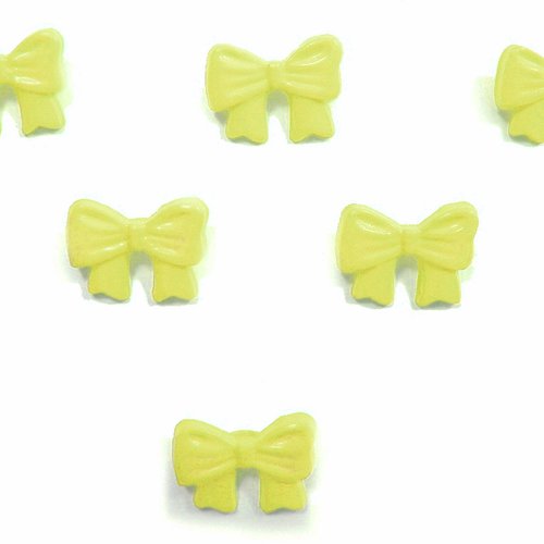 Lot 6 boutons acryliques : noeud papillon jaune clair 13*10mm (01)