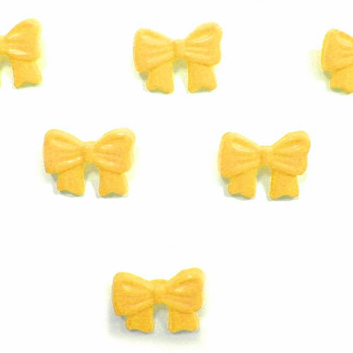 Lot 6 boutons acryliques : noeud papillon jaune fonçé 13*10mm (01)