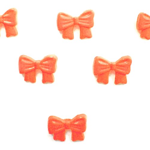 Lot 6 boutons acryliques : noeud papillon orange 13*10mm (01)