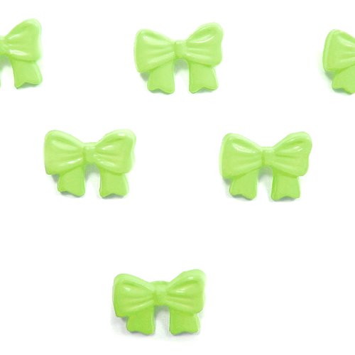 Lot 6 boutons acryliques : noeud papillon vert clair 13*10mm (01)