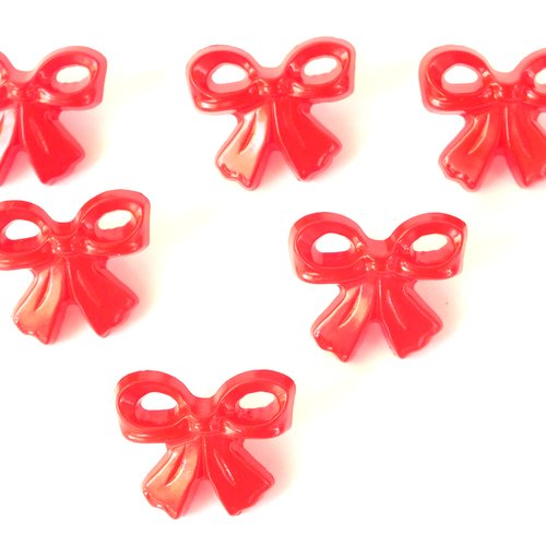 Lot 6 boutons acryliques : noeud papillon rouge 17*14mm