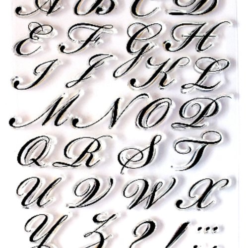 Tampons silicone transparent alphabet lettres majuscule 20 mm de style script