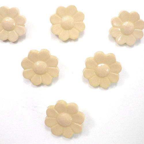 Lot 6 boutons acryliques : fleur écrue 15mm (02)
