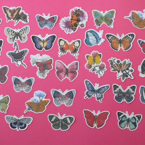 Lot 30 stickers :papillon 4 à 6cm (01)