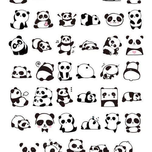 Lot 40 stickers  motifs panda  taille sticker de 3 à 4cm