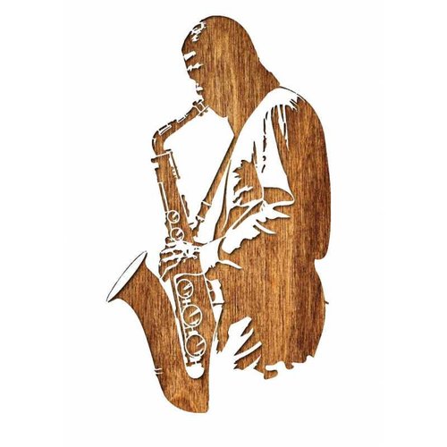 Pochoir 21 x 29,7 cm en plastique mylar  saxophoniste de jazz