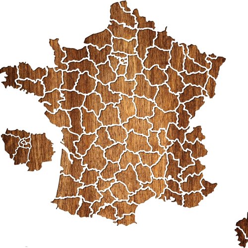 Pochoir 28 x 28 cm en plastique mylar carte de france metropolitaine des departements