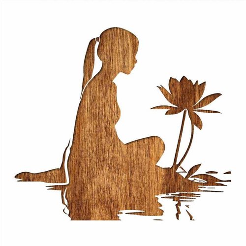 Pochoir 28 x 28 cm en plastique mylar femme au lotus