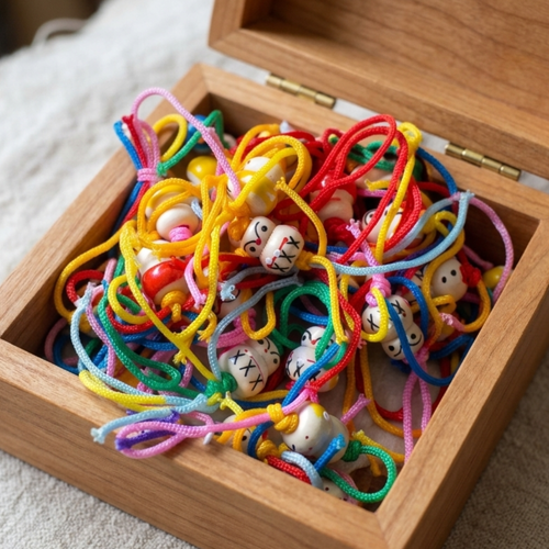 Pendentif poupée porte-bonheur en bois –  puce d’amour – bijou de sac ou strap coloré