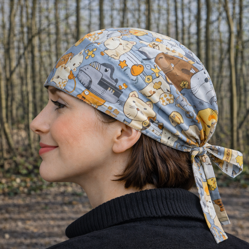 Bonnet de bloc chats kawaii – calot infirmier en coton ajustable – calot chirurgical original pour personnel soignant