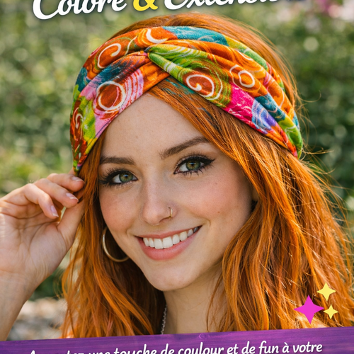 Bandeau cheveux extensible multicolore à spirales – bandeau coloré femme – accessoire cheveux bohème et confortable