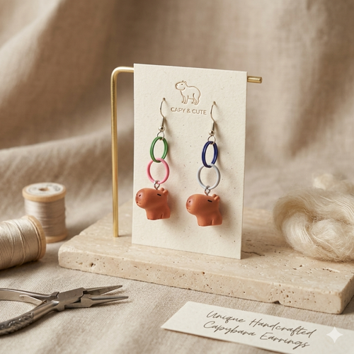 Boucles d 'oreilles capybara personnalisables rigolotes,bijou animaux mignons,personnalisable couleurs