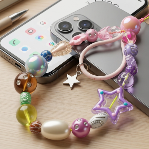 Bijou de perles pour portable ou accessoire de sac à mains kawaii étoile perles résine