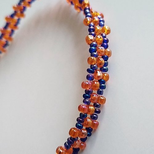 Bracelet fantaisie perles rocailles miyuki orange violet moiré femme