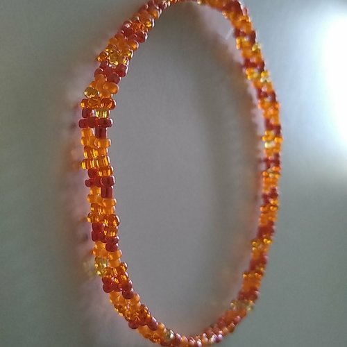 Bracelet fantaisie orange été perles rocaille miyuki orange fait-main