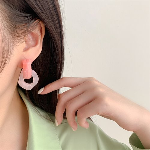Boucles d'oreilles pendantes en résine colorée transparente