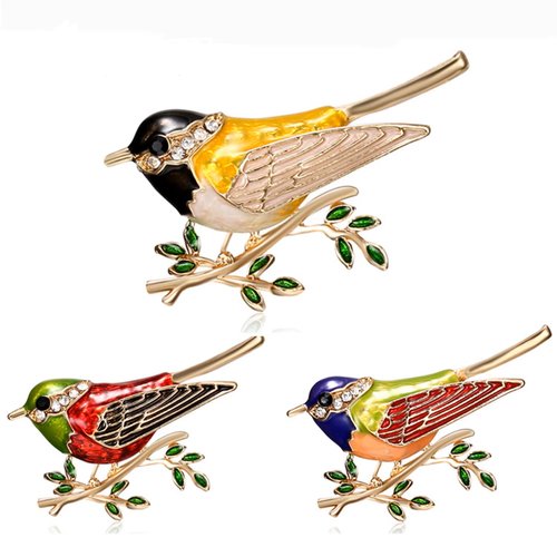 Broches oiseaux émaillés