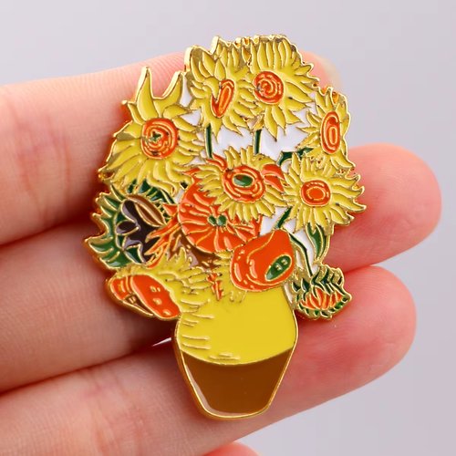 Broche pin's bouquet de fleurs - inspirée par les tournesols de vincent van gogh gogh