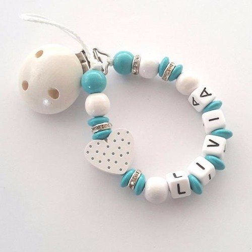 Attache tétine coeur d argent