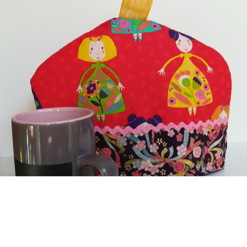Couvre théière ou tea cosy  rouge et mauve