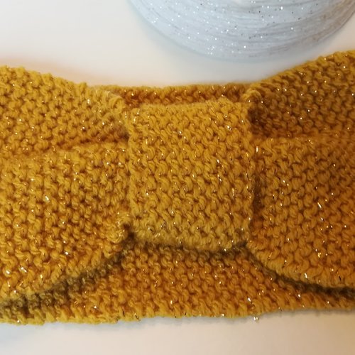 Bandeau tricot moutarde