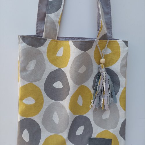 Tote bag moutarde et taupe