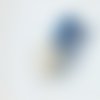Serre-tête couronne bigouden en dentelle paillette bleu mer avec hermine, fait-main en bretagne