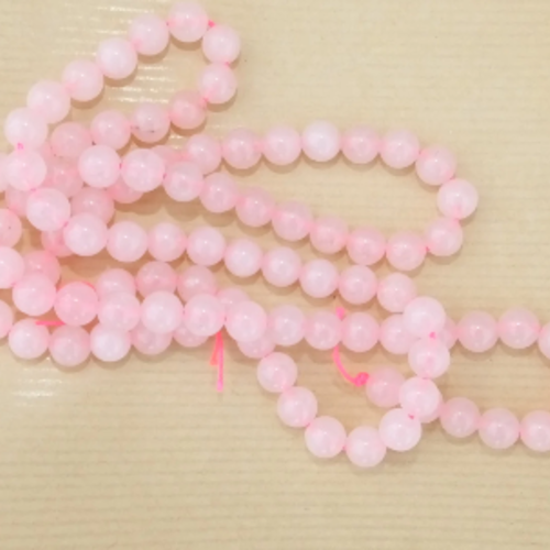Lot de 90 perles 8mm en quartz rose naturel