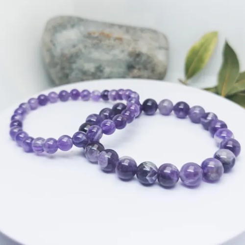 Bracelet en améthyste naturelle | bracelet améthyste femme - homme | bijou pierre violette naturelle