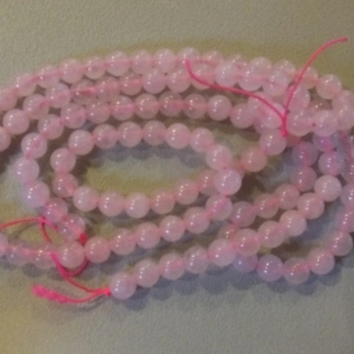 Lot de 120 perles 6mm en quartz rose naturel