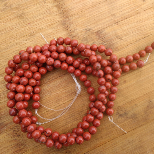 Lot de 120 perles 6mm en jaspe rouge naturel