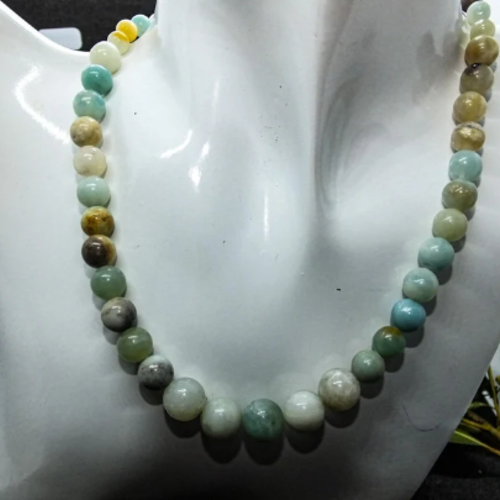 Collier en amazonite naturelle - perles