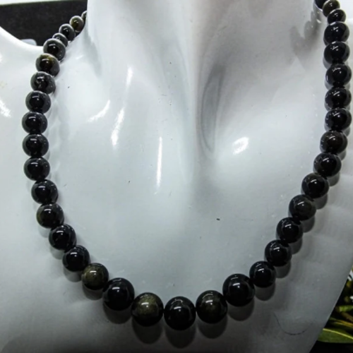 Collier en obsidienne dorée naturelle - perles (obsidienne or)