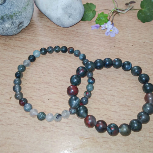 Bracelet en pierre de sang (jaspe / jaspe sanguin /  héliotrope) - pierres fines naturelles