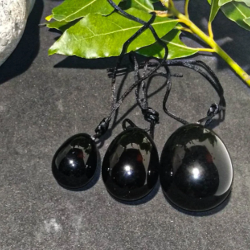 Lot de 3 oeufs de yoni en obsidienne (oeufs de jade, kegel, périnée)