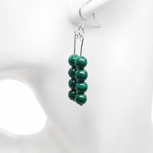Boucles d’oreilles en malachite naturelle | boucles d'oreilles pierre verte​​