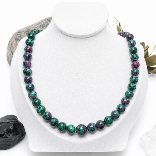 Collier de perles en rubis zoisite | collier pierre naturelle | bijou fait main