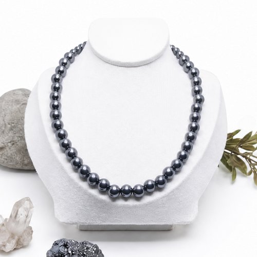 Collier en hématite naturelle | collier perles hématite | bijou lithothérapie